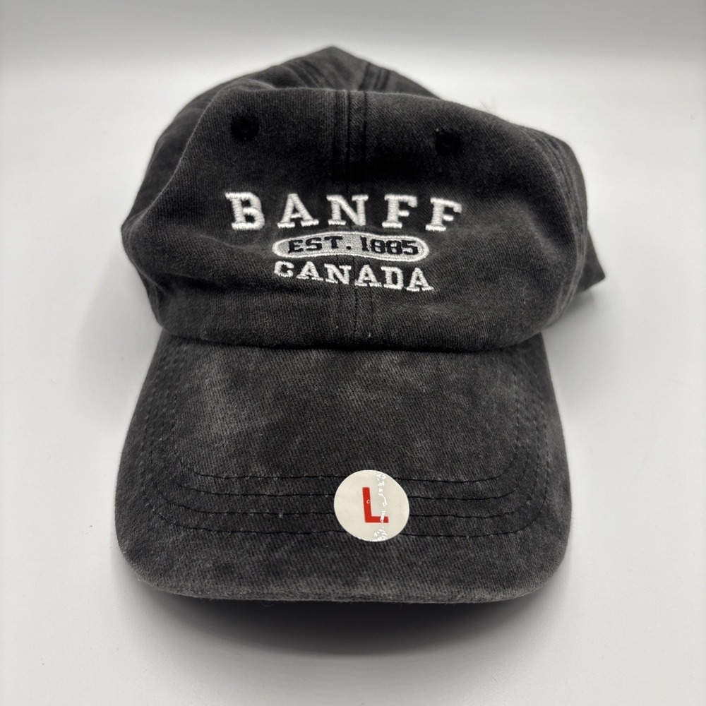 Banff Canada‎ Baseball Cap Hat Black Bear Embroidered Adult Sz Large New